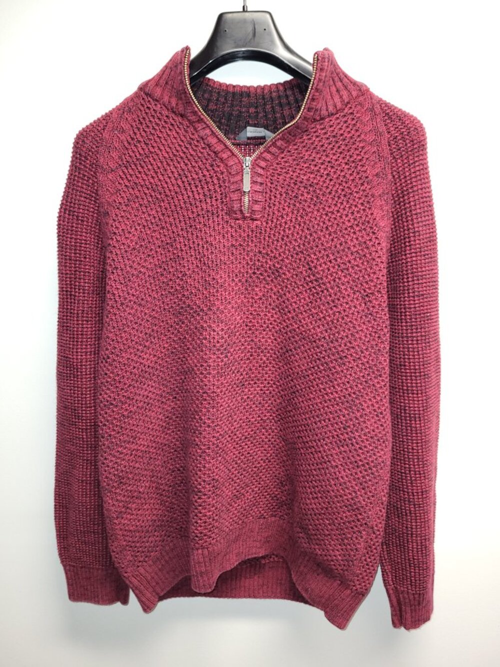 Denver Hayes Women’s Large Burgundy Quarter Zip Knit Sweater Cozy Pullover